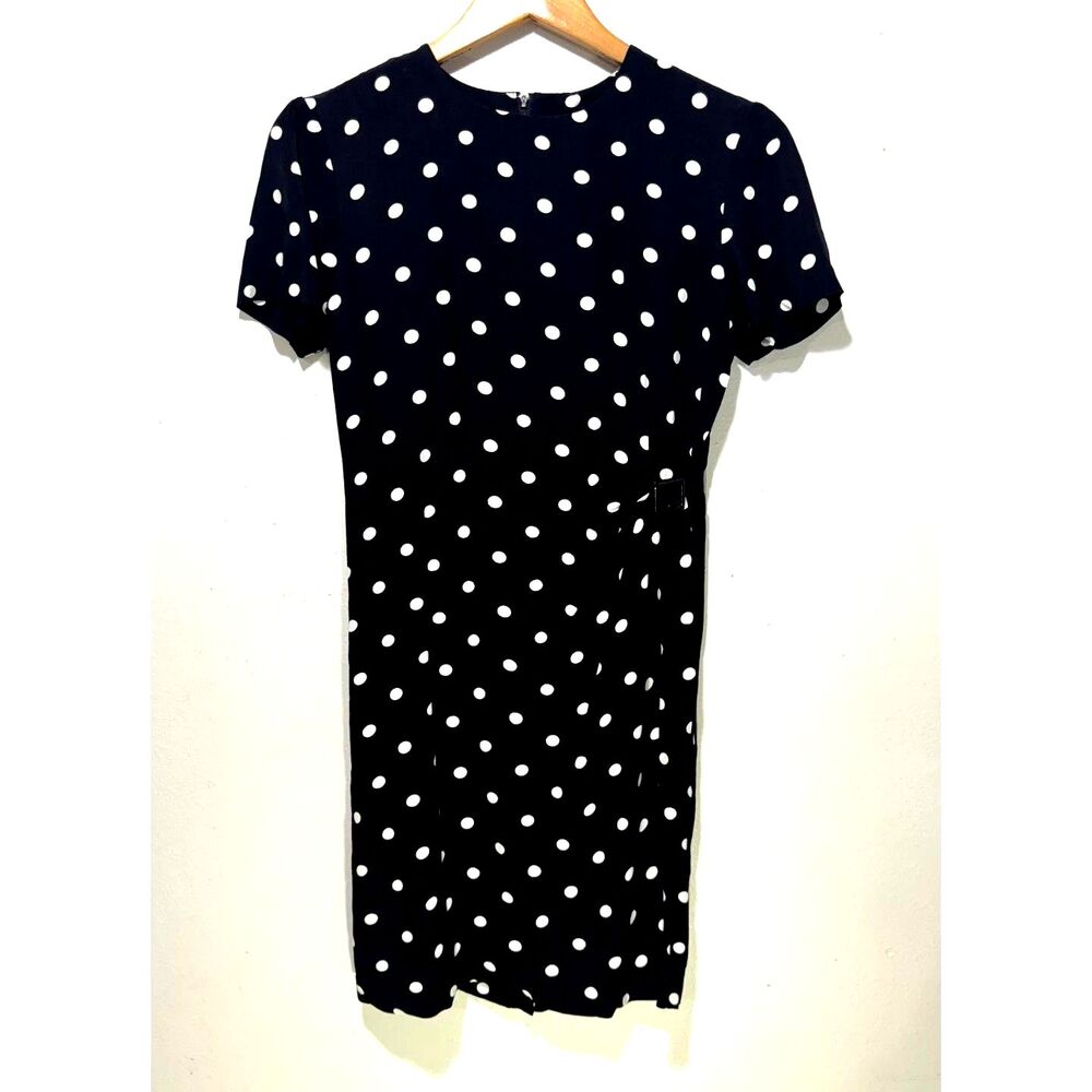 Positive Attitude dress VTG polka dot black & white USA made casual women 6